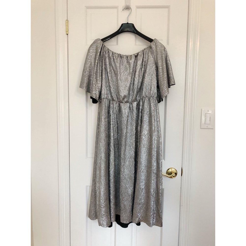 ELOQUII Studio Textured Off the Shoulder Dress